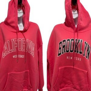 SHEIN CALIFORNIA & BROOKLYN Pink Hoodie Sweatshirts West East Coast Size 3XL